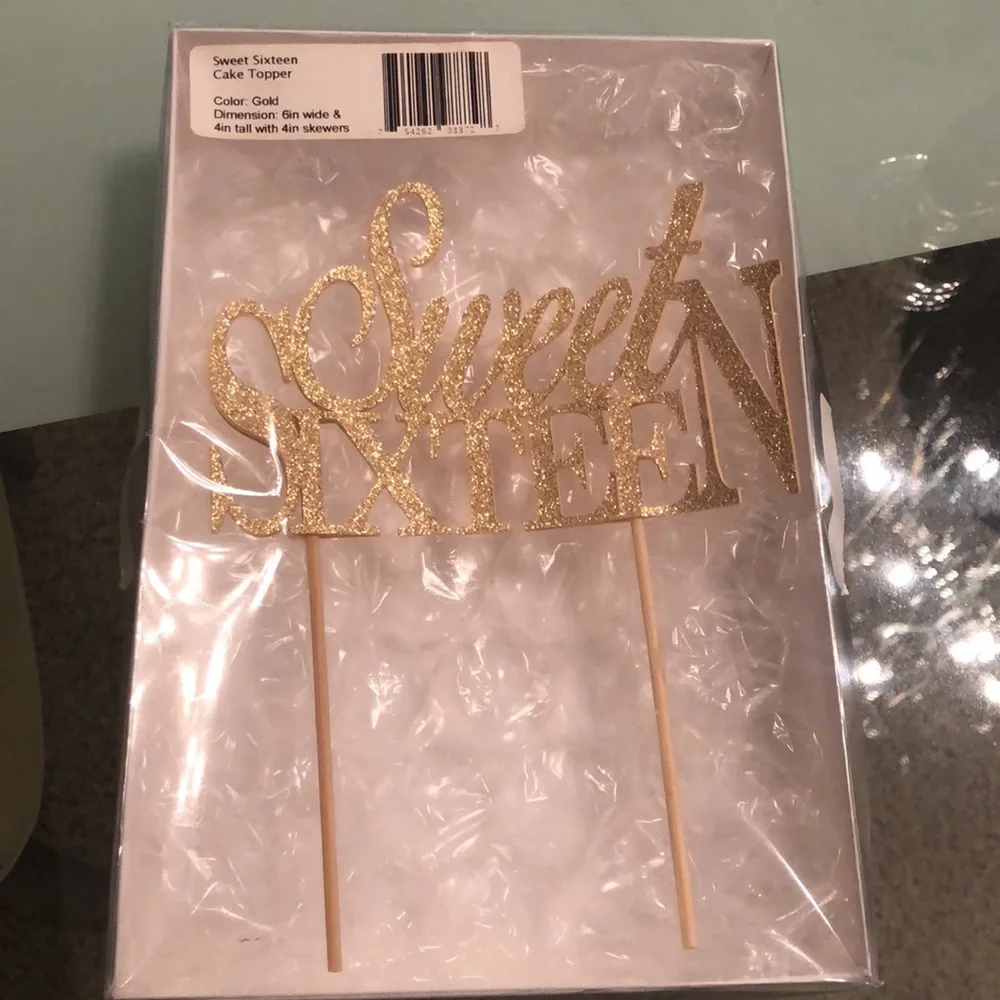 Gold Sweet Sixteen Cake Topper